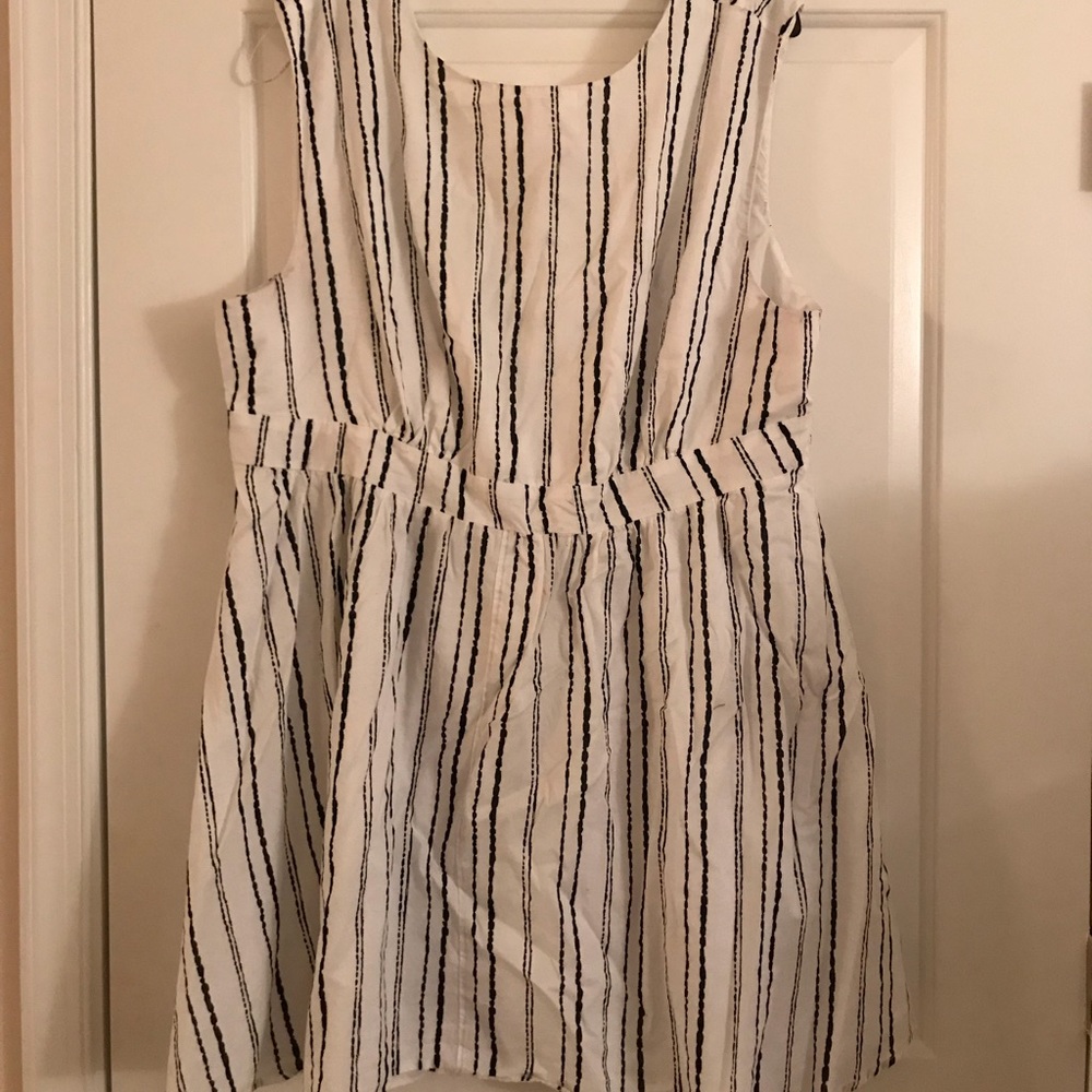 White Cotton Striped Dress